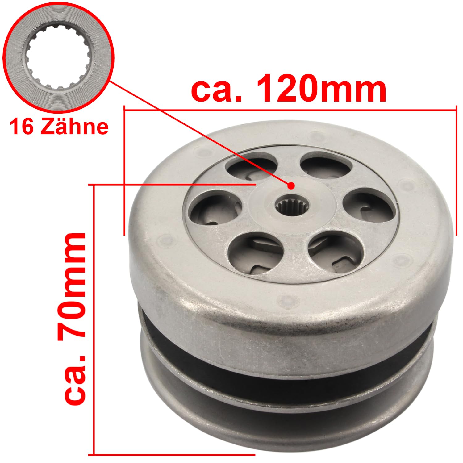 Area1 Kit de conversión (embrague/campana/convertidor 107 mm) para scooter de 50 cc China motor de 2 tiempos compatible con Benero Forstinger Longija