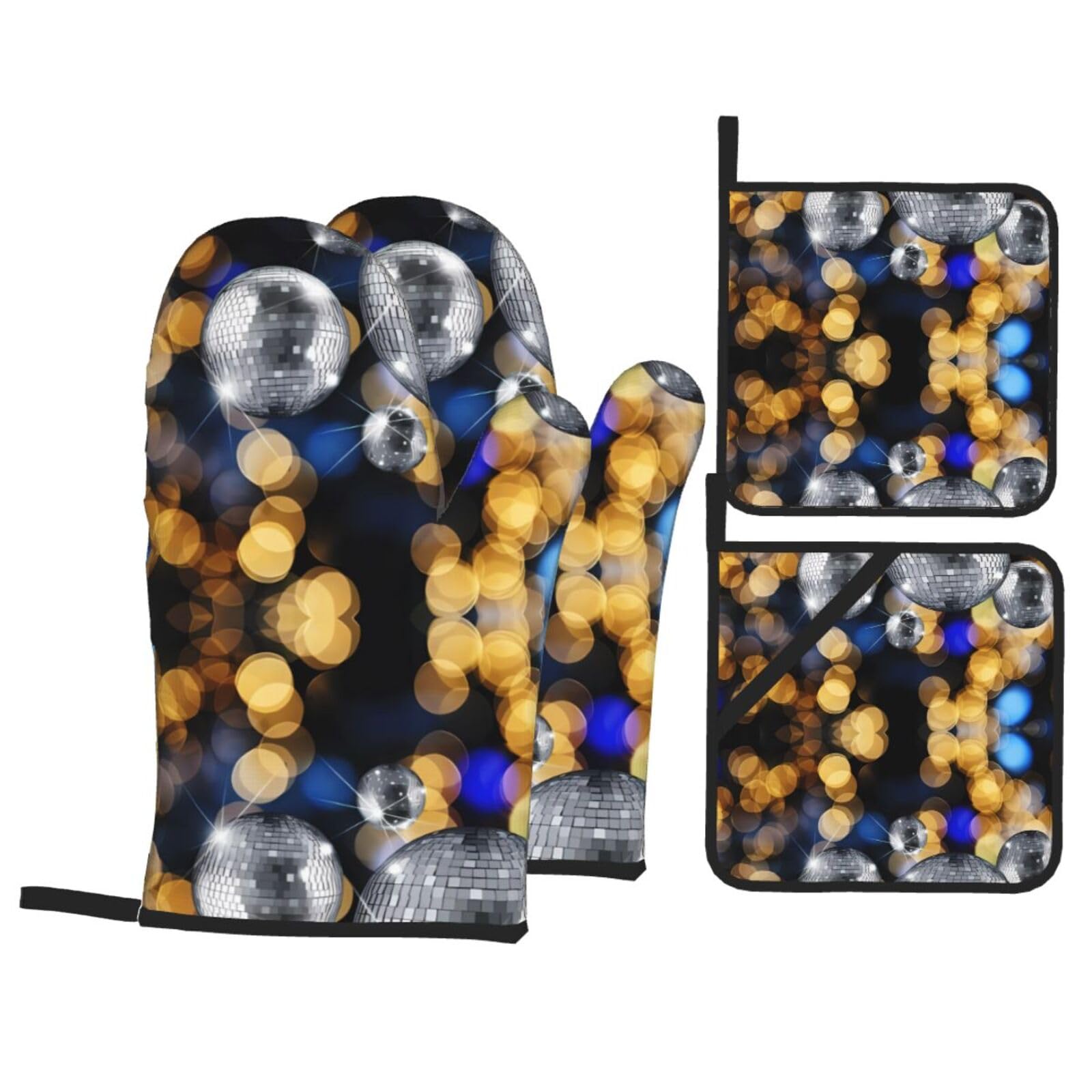 HJFCZH Ballroom Prints Kitchen Throw Set: Durable Oven Layers with Waterproof Polyester – 4 Piece Heat Protection System