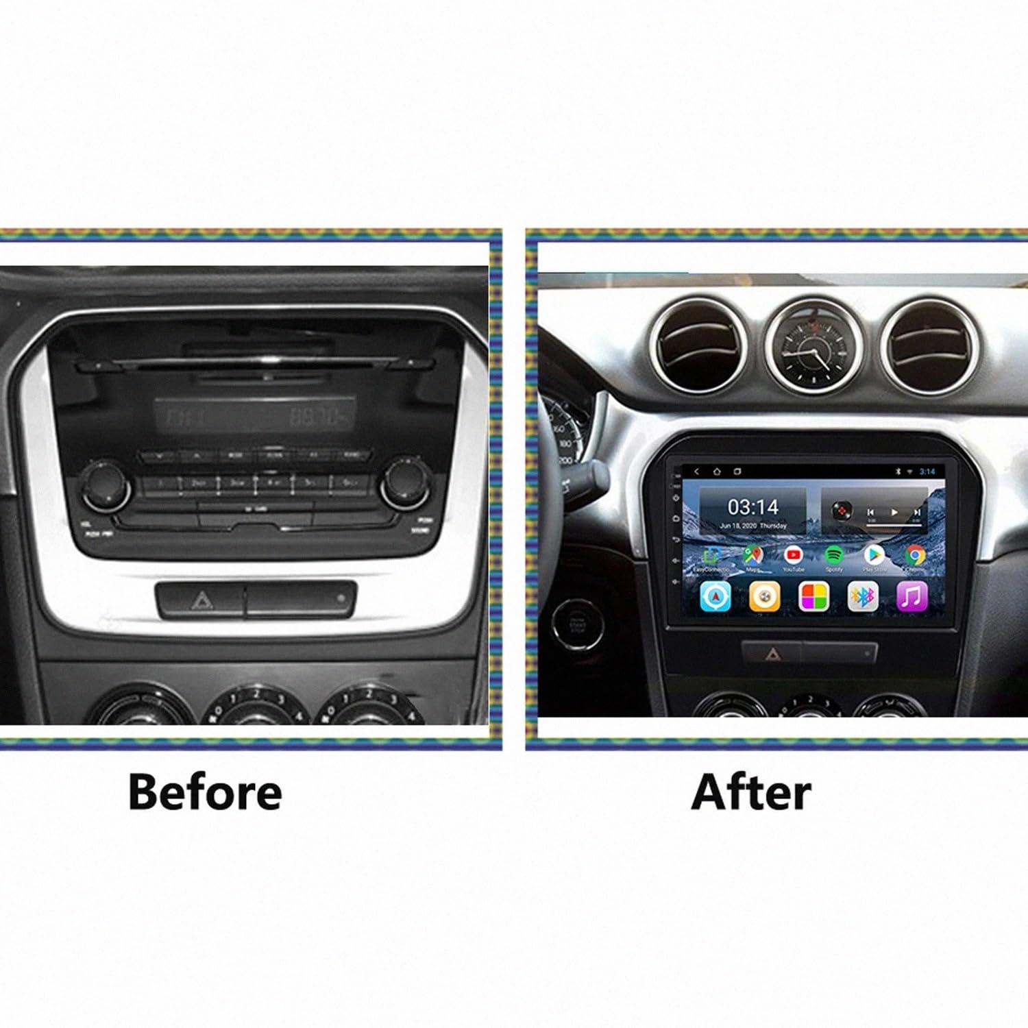 Car Stereo Carplay Radio de Coche para Suzuki Grand Vitara 2014-2018 Soporta Bluetooth, Control Volante, USB, WiFi, 4G, Mirror-Link, GPS Navegador/Radio FM, 4 Nuclear 1G+32G