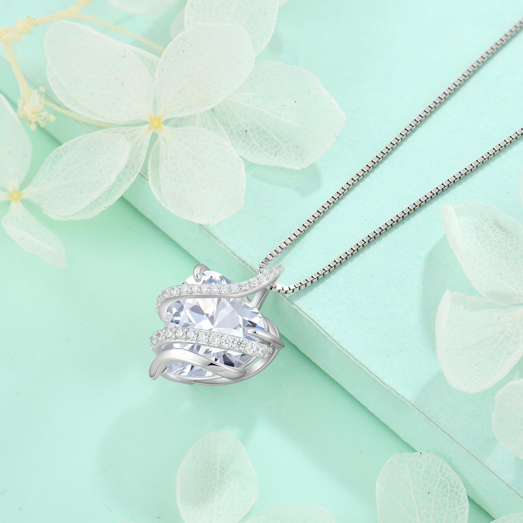 starchenie Collana Infinito Amore Cuore Donna Argento 925 con Pietra Portafortuna Zirconi Ciondolo Regalo Gioielli