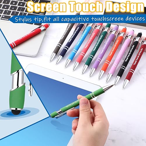 Miniatura 4 de Seajan 60 bolígrafos de regalo de agradecimiento a los empleados a granel Thank You for All You Do 2 en 1, lápiz capacitivo divertido para pantalla