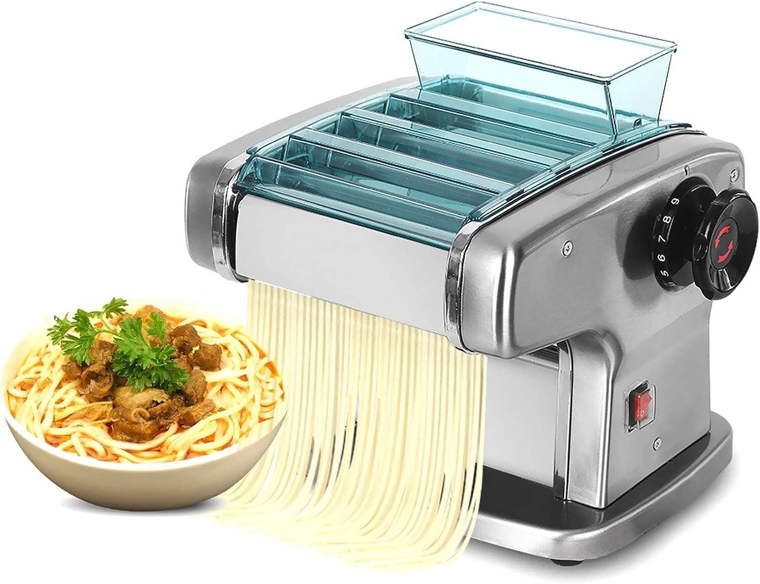 Machine À Nouilles, Électrique Machine À Pâtes Électriques avec 4 Lames Et 6 Réglages D'Épaisseur, Parfaite pour Le Coupe-Pâtes À Lasagnes À Spaghetti 220V 135W (Size : 2)