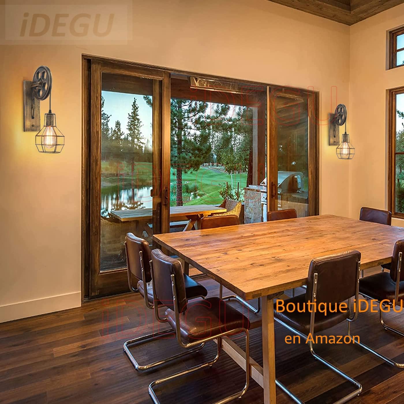 iDEGU Lámparas Industriales Apliques de Pared Estilo de Polea - Luz de Pared para Dormitorio, Sala de Estar, Restaurante, Bar (2 piezas - Bronce)