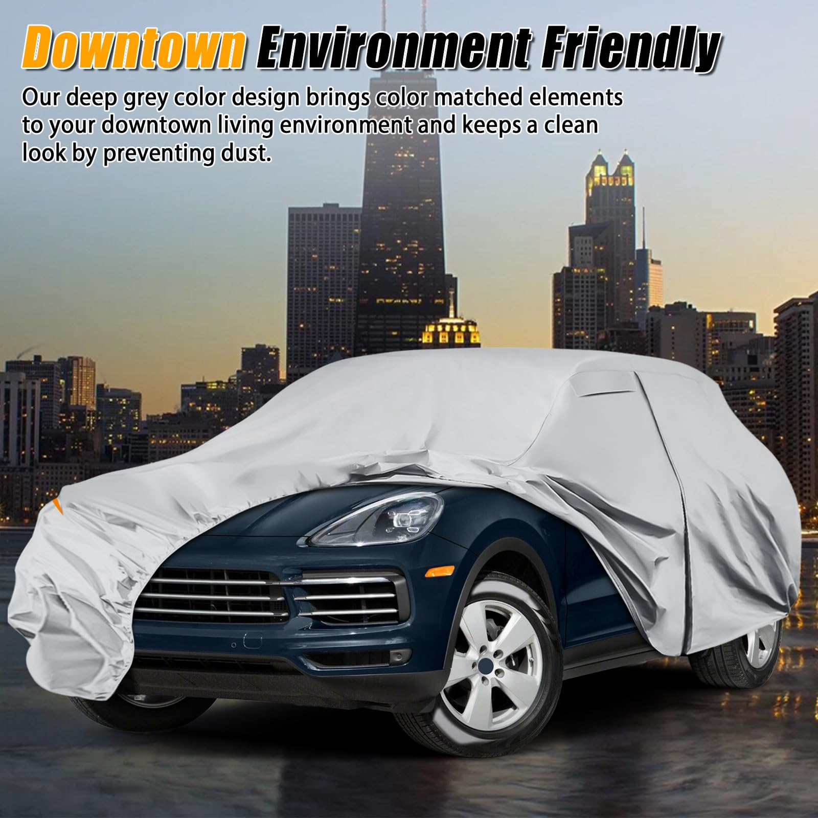 Cubierta impermeable para Porsche Cayenne 2009-2025, funda para todo clima con cierre de cremallera, resistente al viento, gris