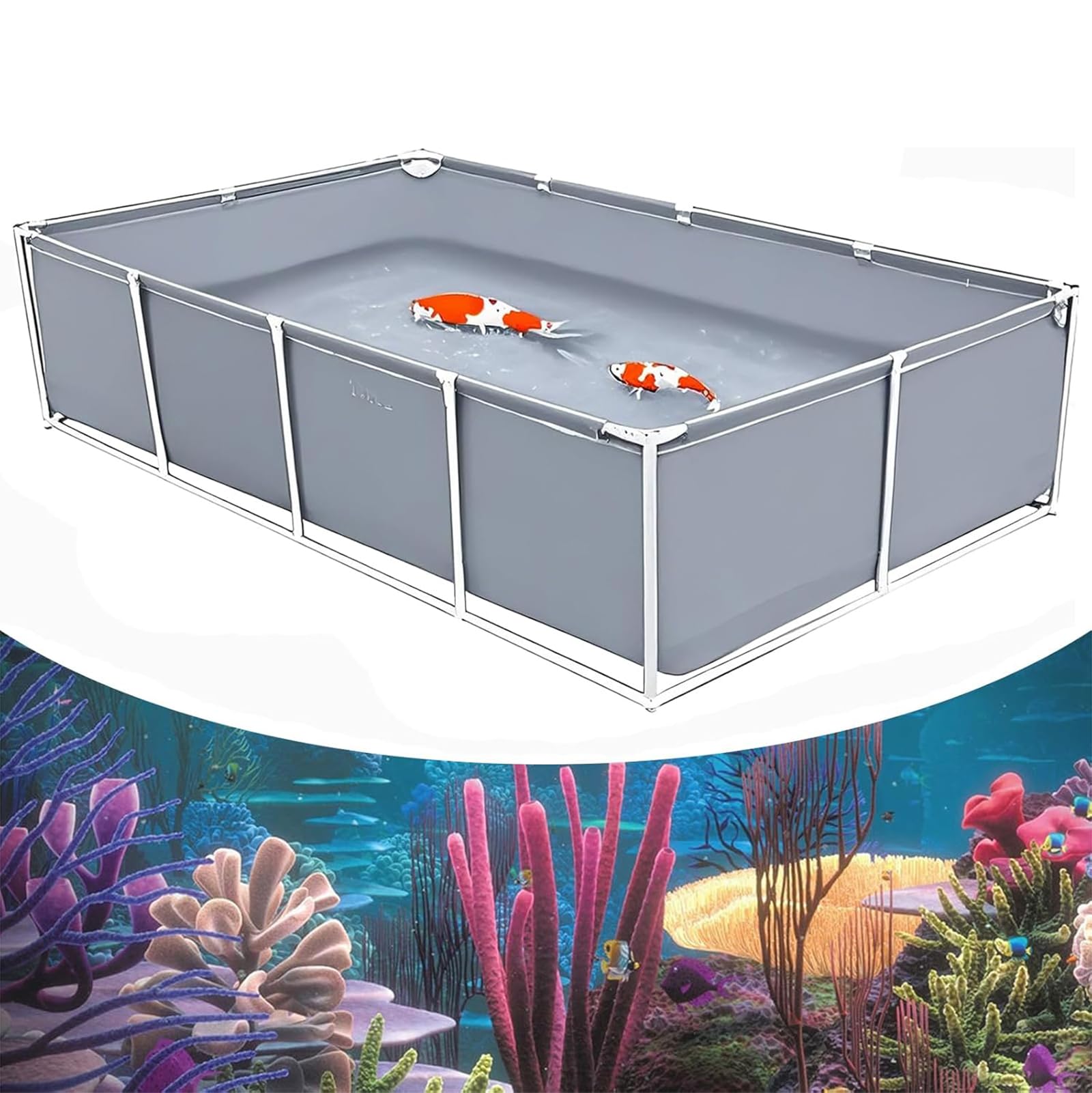 Fischteich für den Außenbereich, einfache Einrichtung, PVC-Wasserbehälter, geräumiges Garten-Fischbecken für Aquakultur, 300 x 100 x 40 cm, leicht, ideal für Gartendekoration