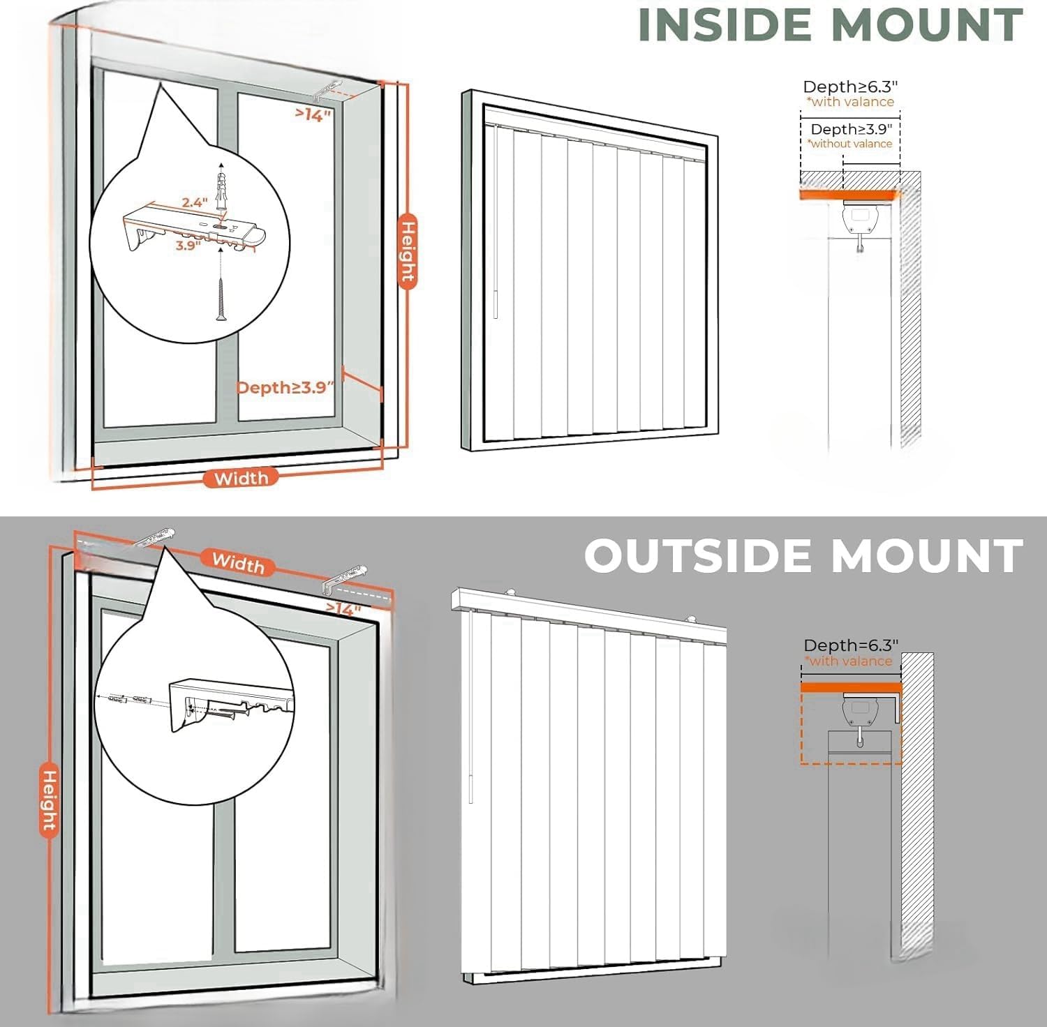 Large - Sized Cordless Vertical Blinds, Blackout Vertical Window Shades, Patio Doors, Large Windows,Track Slat Sets for Patio Sliding Doors. Light - Adjustable, White 132" Wx45 H