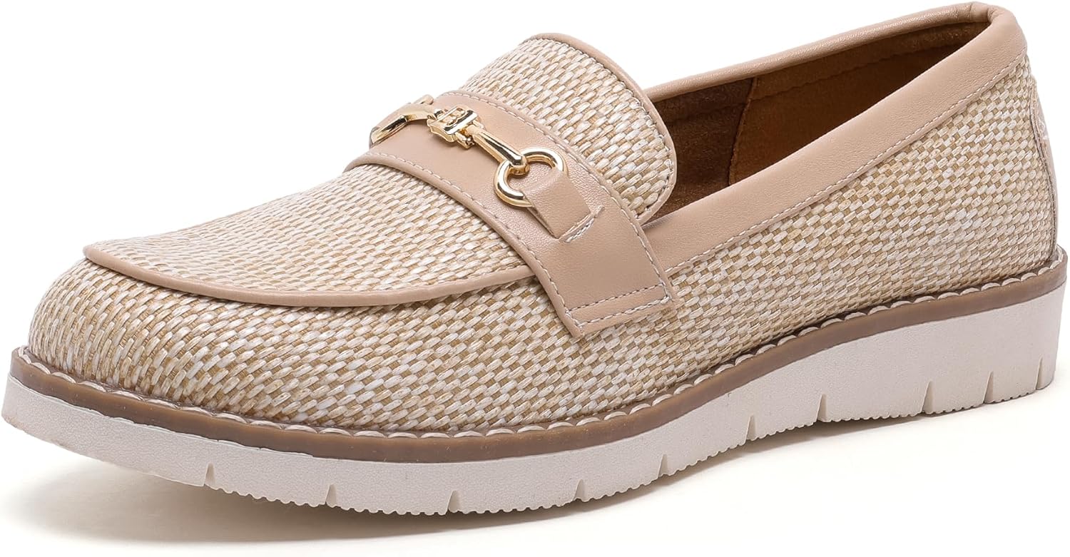 Women's Round Toe Platform Chunky Heeled Loafers Womens Business Casual Shoes