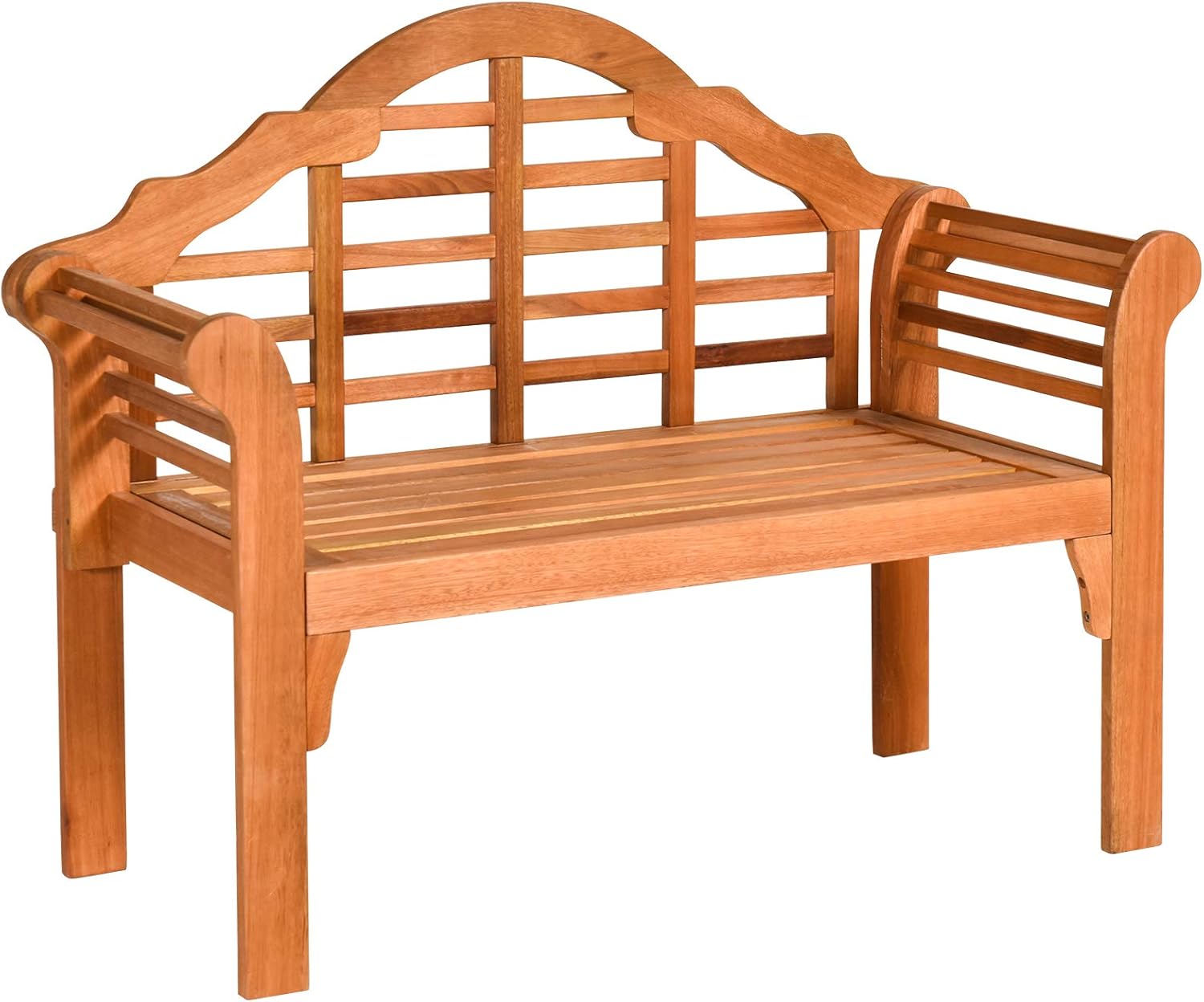 RELAX4LIFE Wooden Outdoor Bench Folding, 4 Ft Foldable Patio Loveseat Chair w/Crown-Like Backrest & Armrest, Indoor Outside Seating for Porch Park, 800LBS Weight Capacity, 2-Person Wood Garden Bench