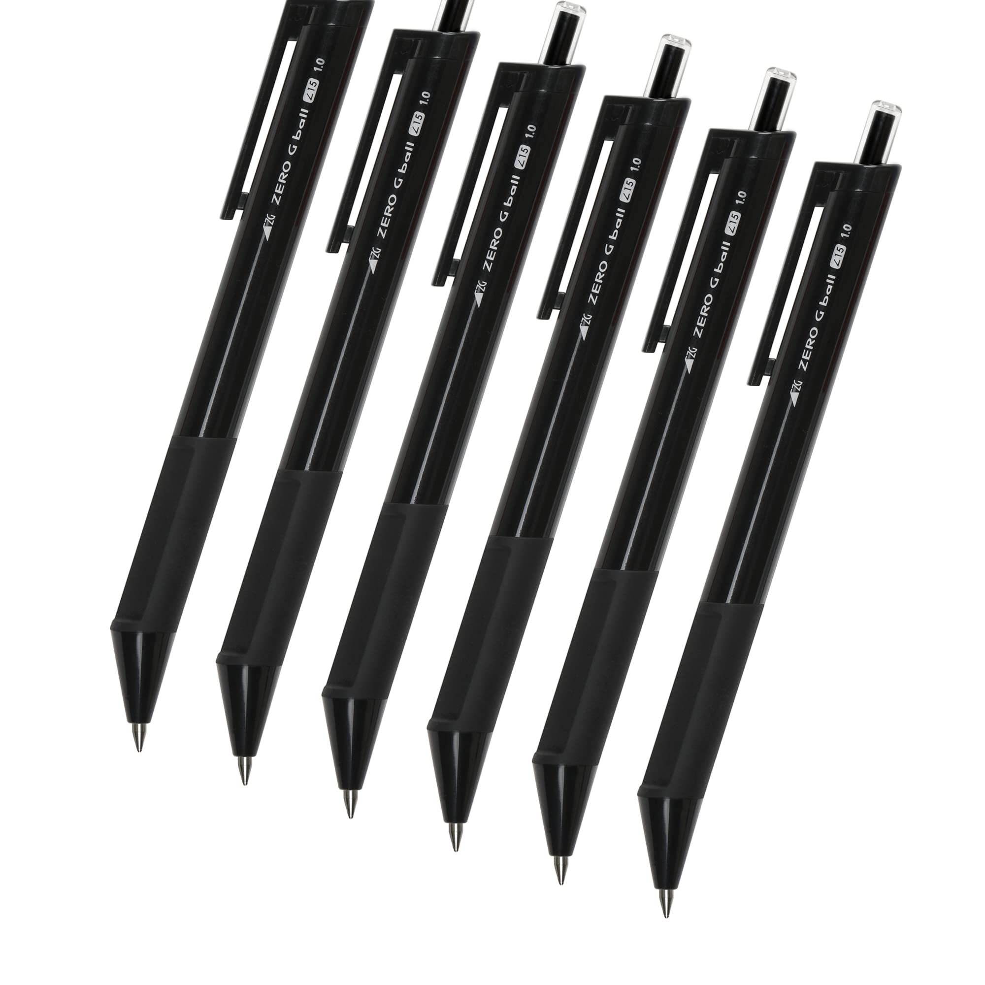 Zero G ball Standard Ballpoint Pen Set for Office/Work and School (Pack of 6) - 1.0mm Black Ink Ballpoint Pen, Retractable, No Smudge, Smooth Writing,
