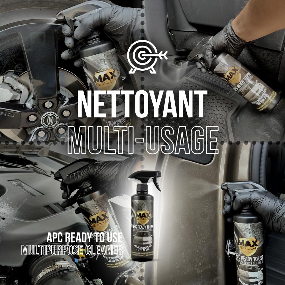 MAX DETAIL-LAB - APC 5L Nettoyant Voiture Universel Tout en Un, Lavage Sans Eau Intérieur et Extérieur, Entretien Complet pour Garniture, Moteur, Jantes, Kit Detailing Professionnel Auto Moto 5 Litres