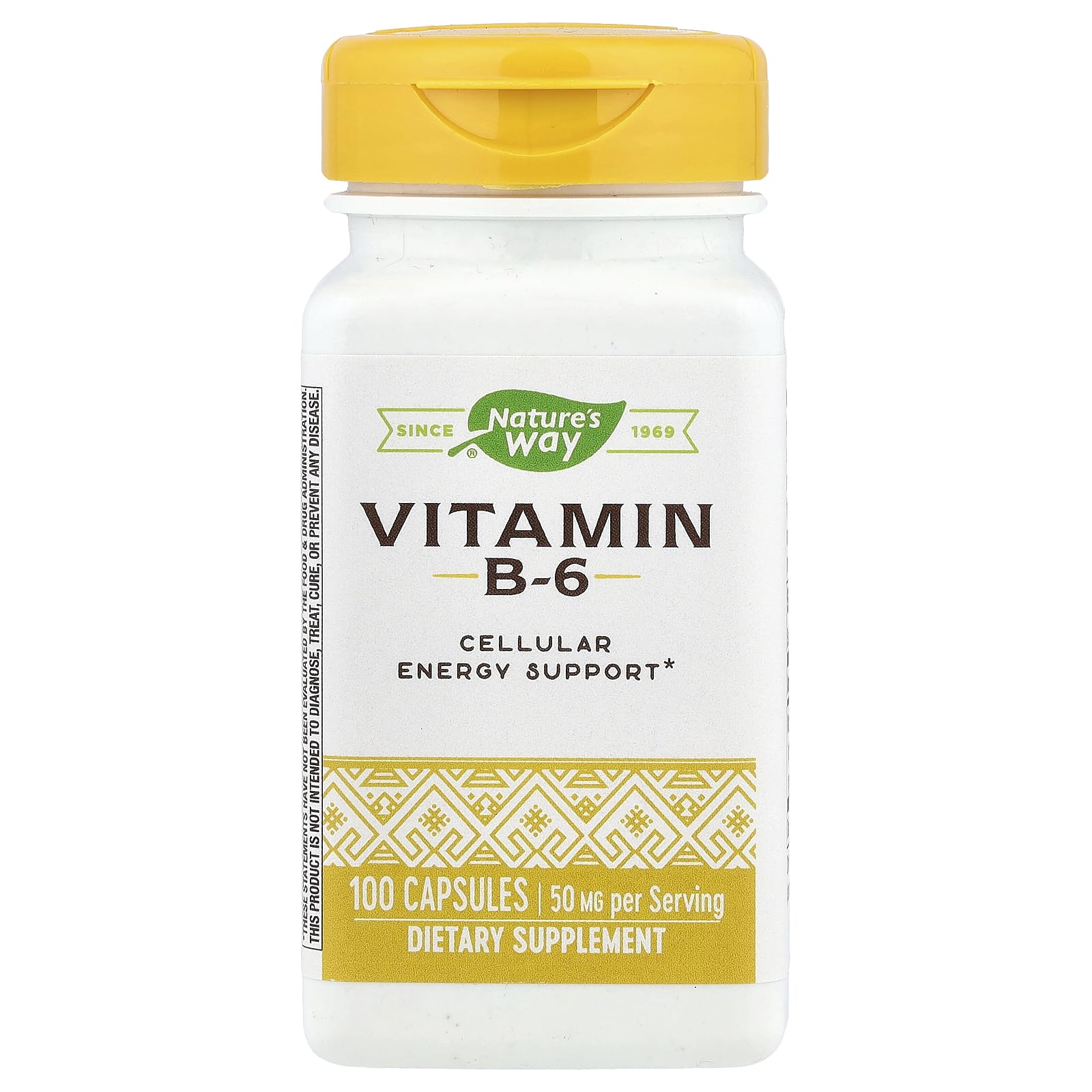 Nature's Way High Potency Vitamin B6 50 mg, Cellular Energy Support*, 100ct 100 Count (Pack of 1)