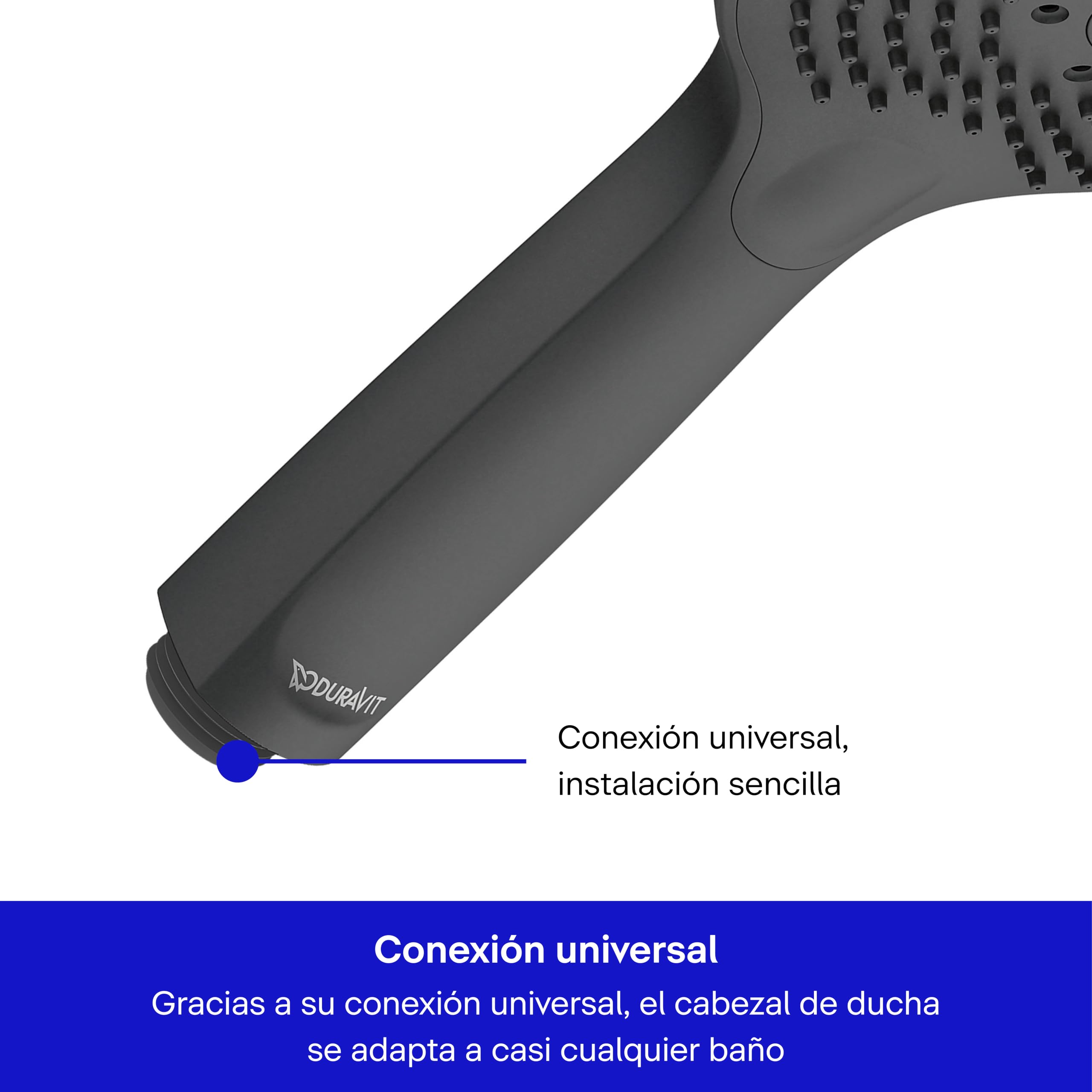 Duravit Alcachofa de ducha universal con 3 tipos de chorro (Rain, Pulse, Mono), alcachofa de ducha redonda (diámetro de 120 mm), cabezal de ducha con función MinusFlow de ahorro de agua, fácil de