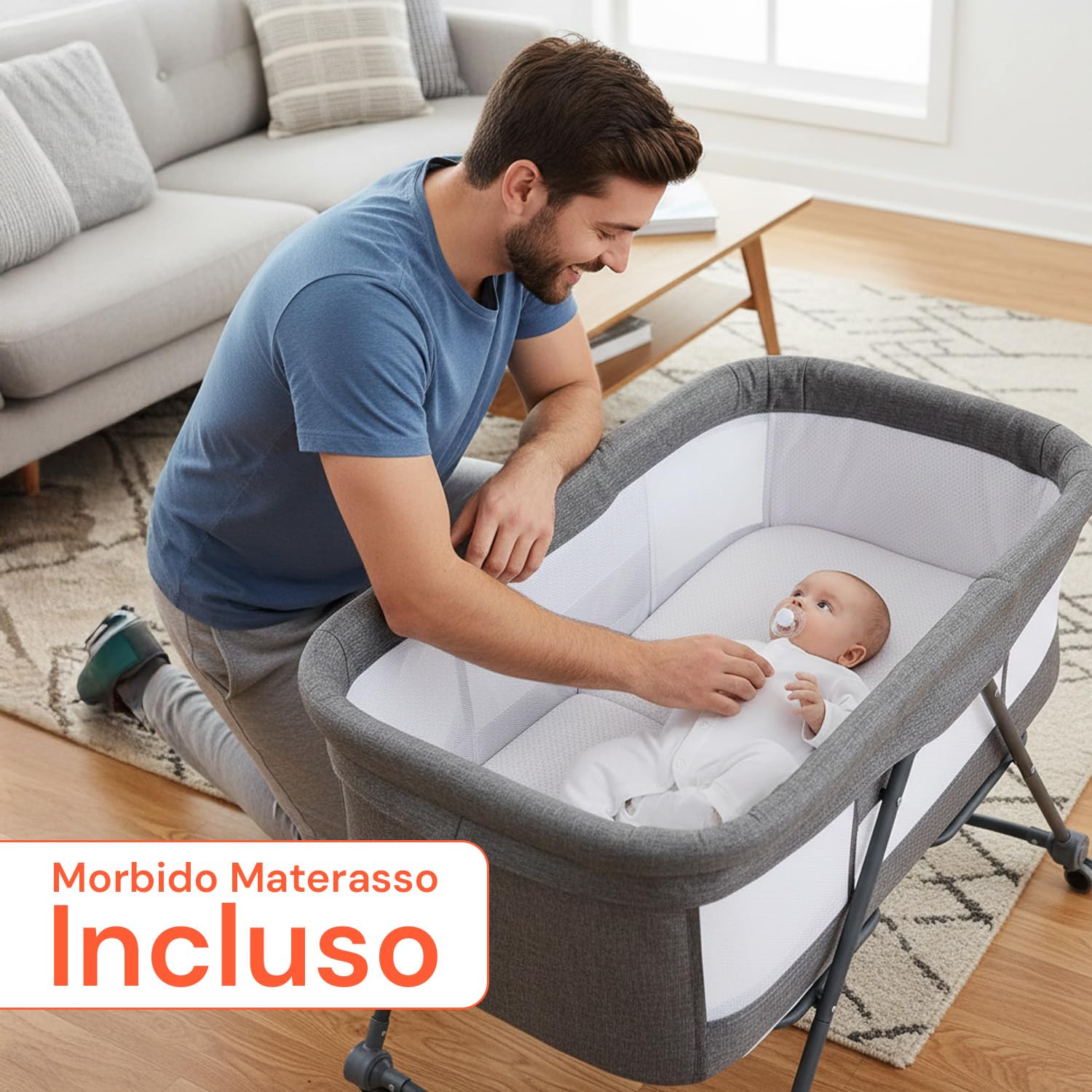 Avilia - Culla Neonato Pieghevole, Lettino per Bambini Co-Sleeping con Zanzariera Fotosensibile e Materasso Traspirante, Culla Fianco Letto Compatta e facile da Trasportare, Rapida Chiusura.