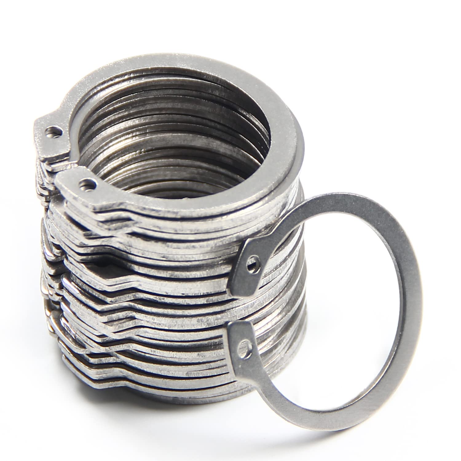 MroMax 304 Stainless Steel Sliver Tone External Circlip Retaining Shaft Snap Clip Rings 28mm 50pcs
