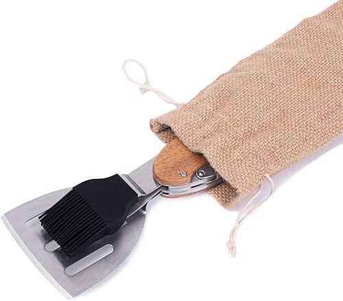 Vista 6 de Multiherramienta 5 en 1 para barbacoa, plegable y portátil, juego de herramientas de parrilla para barbacoa y campamento, juego de utensilios