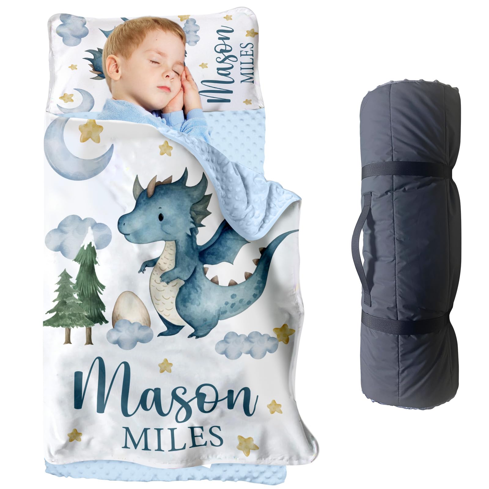 Custom Jungle Animal Nap Mat for Toddlers, Personalized Safari Sleeping Bag with Nap Blanket, Daycare