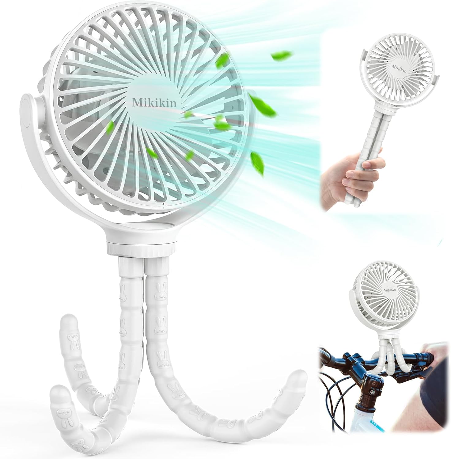 Portable Fan Battery Operated, Small Stroller Fan with Flexible Tripod Clip-on for Baby, USB Rechargeable and Handheld Cooling Fan for Travel, Camping, Treadmill and Bedroom(White) Portable Fan Battery Operated, Small Stroller Fan with Flexible Tripod Clip-on for Baby, USB Rechargeable and Handheld Cooling Fan for Travel, Camping, Treadmill and Bedroom(White)