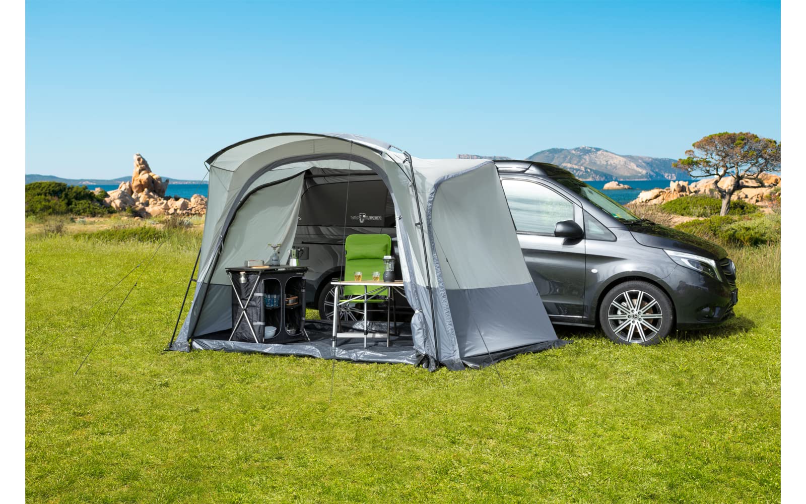 BERGER Vorzelt Sonnendach Bus │ Outdoor Zelt Autozelt Auto Zelt Vorzelt Camping Zelt für Bus Van Auto Vorzelt Bus │ Schnellaufbau Campingzelt mit Bodenplane Zelt mit Stehhöhe