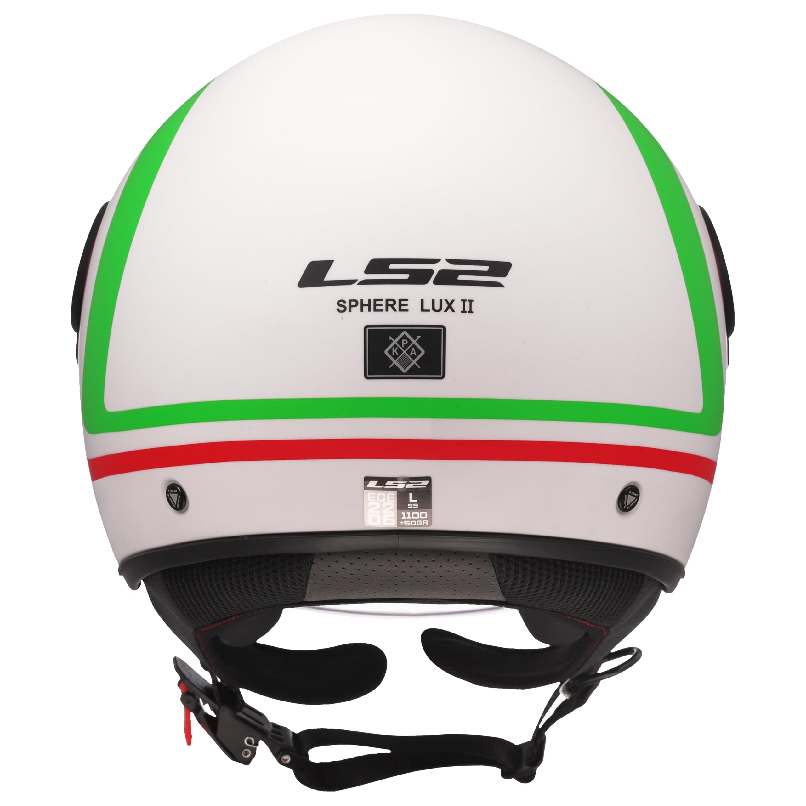LS2, Kask motocyklowy typu jet SPHERE LUX II URBY biało-zielono-czerwony, rozmiar XL