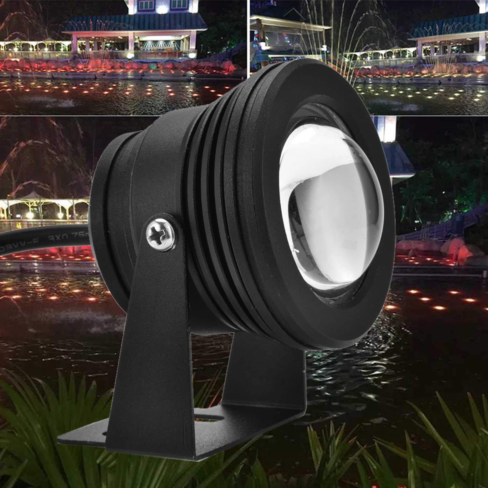 Faretto per Acquario, Faretto a LED RGB Impermeabile 12V 10W per Acquario, Piscina, Giardino (Guscio)
