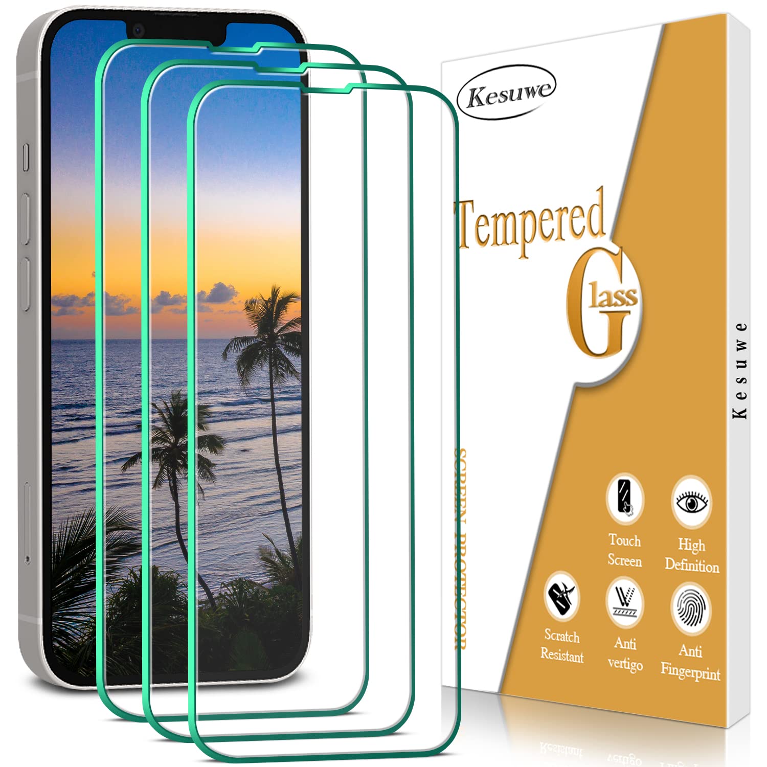 [3 Piezas Protector de Pantalla para iPhone 13 Mini, Cristal Templado Dureza 9H, Antiarañazos, Fácil de Instalar, Sin Burbujas, Claridad HD