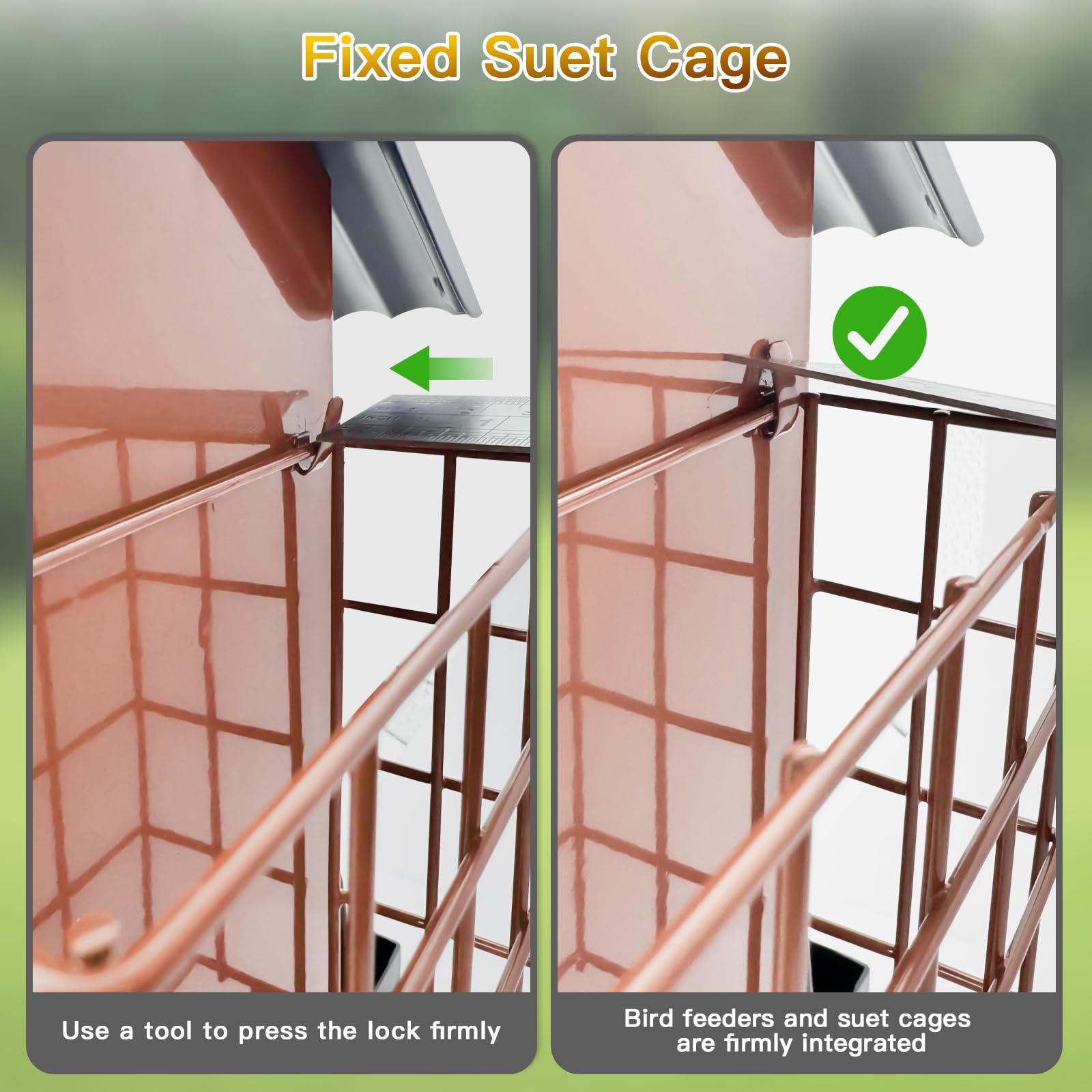 FlowaFoli Comederos para pájaros para Colgar al Aire Libre, comedero de Metal para pájaros con Doble Jaula de sebo, Gran Capacidad, comederos para pájaros Resistentes y Resistentes a la Intemperie