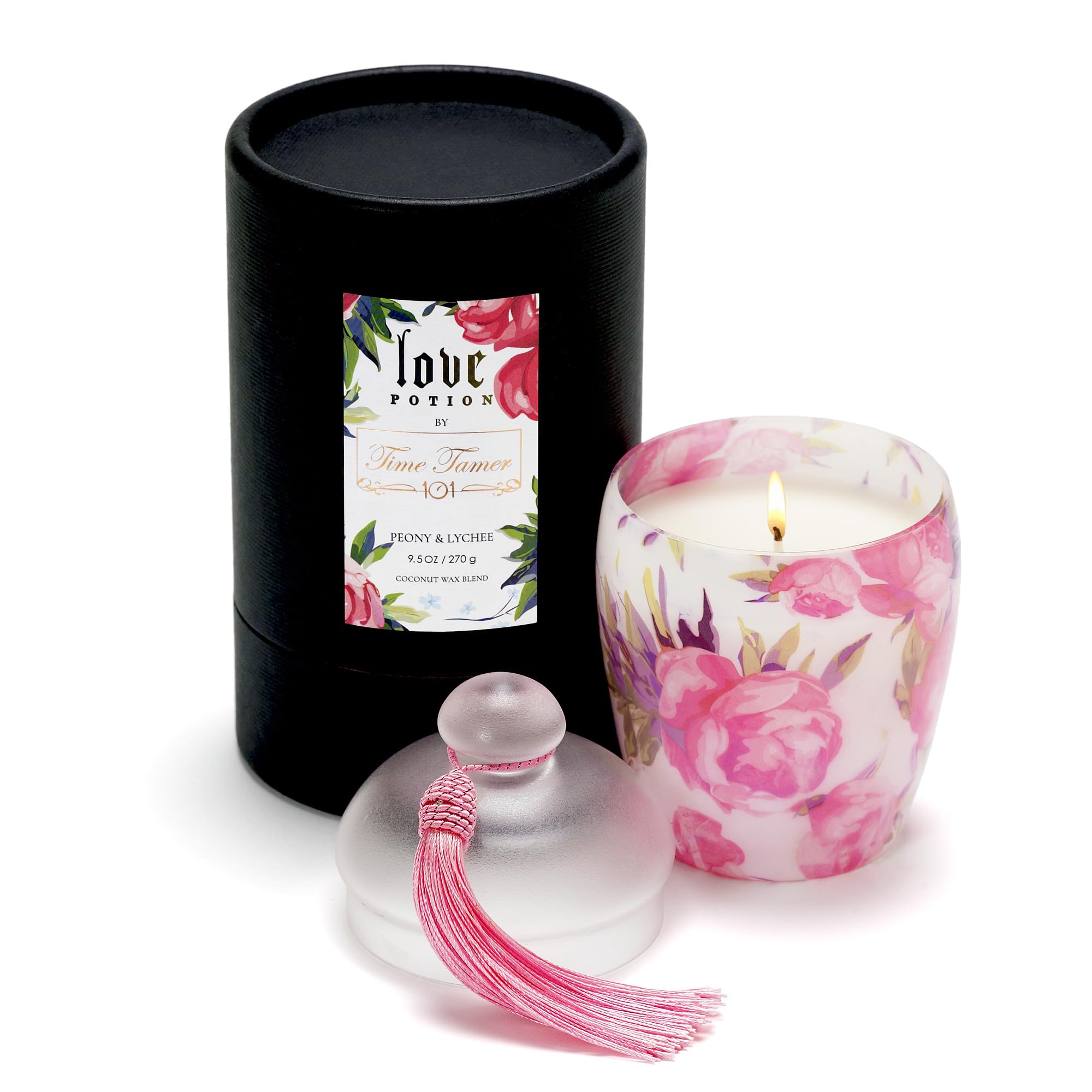 Luxury Love Candle Gifts for Women - Peony & Lychee Scented - Natural Soy Coconut Wax Blend - Elegantly Gift Packaged - 50-Hour Smoke-Free Burn Time