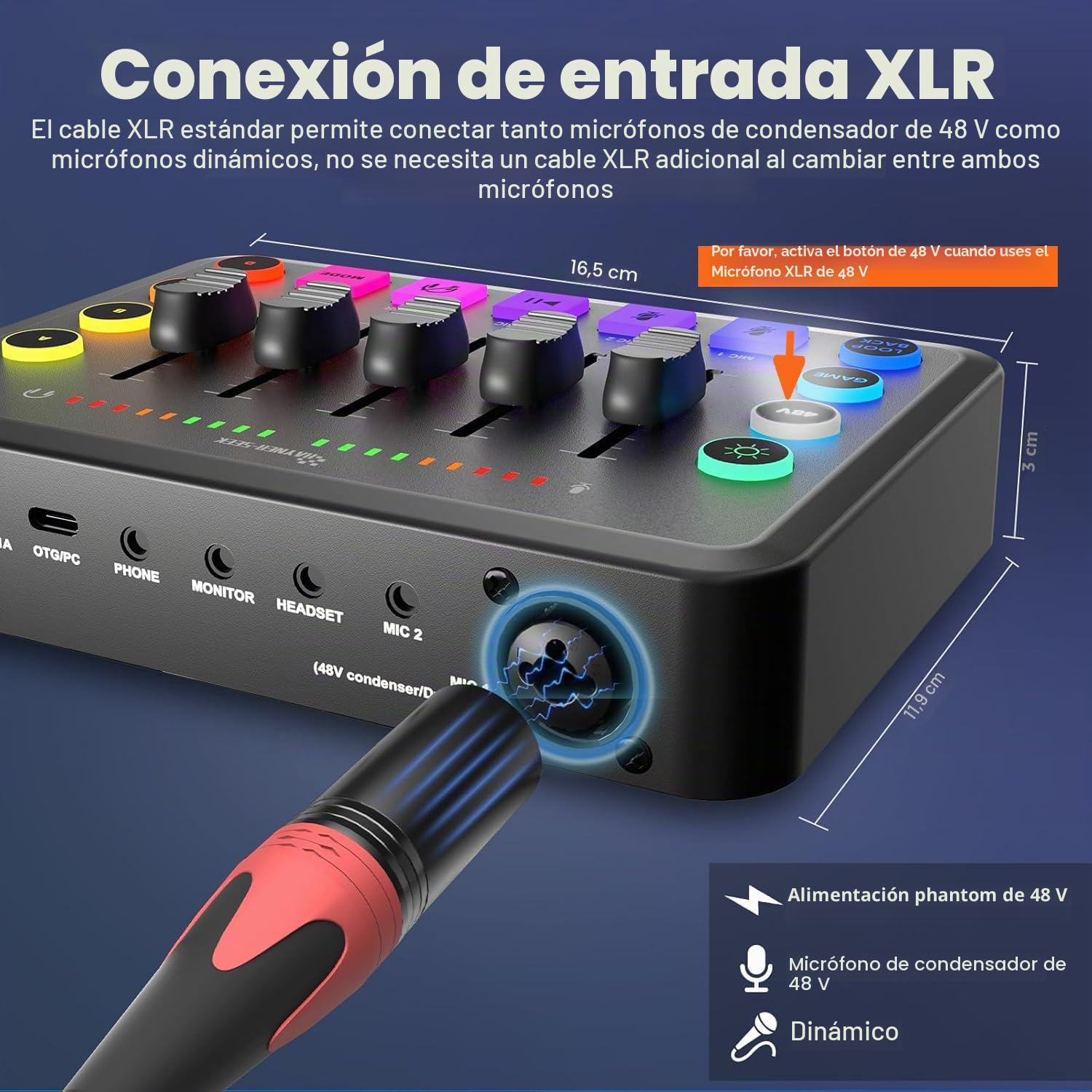 Paquete de equipos de podcast - MHS124 - Interfaz de audio MIDI - 5 canales - USB - Minimalista - Kit de podcast todo en uno para transmisión en vivo