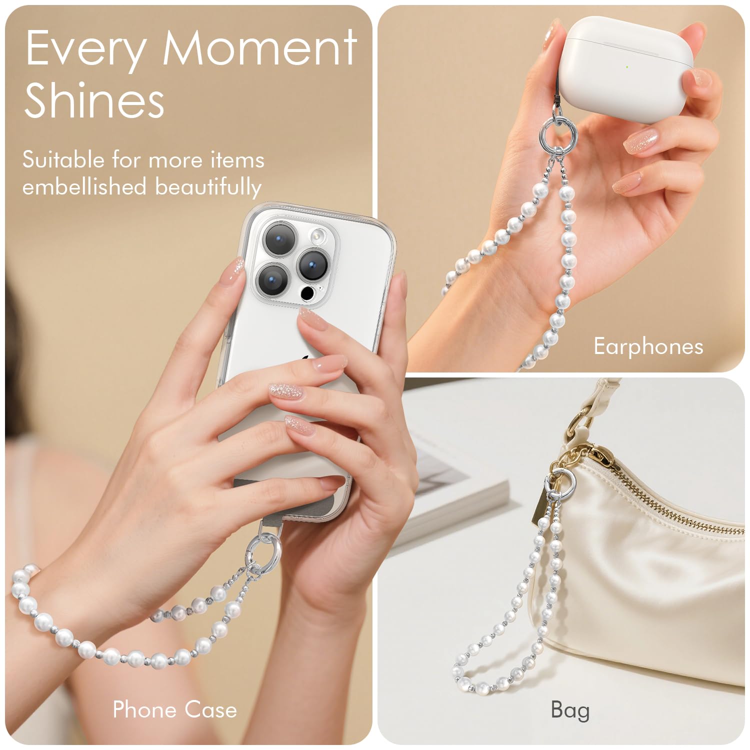 SURPHY Cordon Telephone Portable en Perlée, Bijoux en Perlée pour Femmes Filles