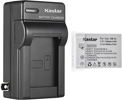Kastar 1-Pack batería y cargador de pared AC de repuesto para Canon NB-5L NB5L, NB-5LH NB5LH, 1135B001 batería, Canon CB-2LX CB-2LXE Charger, Canon