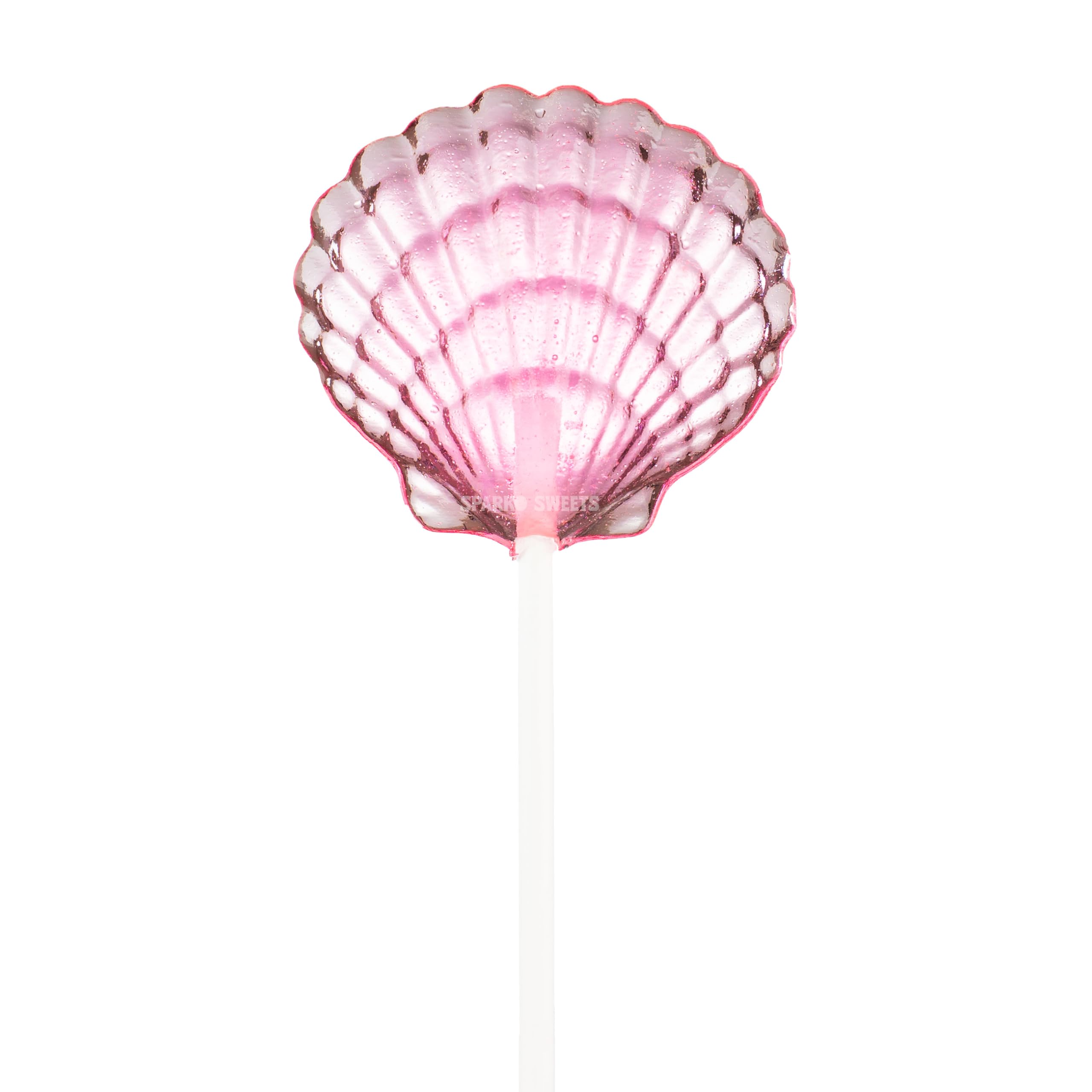 Sparko Sweets Clam Shell Lollipops, Pink, Made in USA, 12 Count, Strawberry Lemonade Flavor – Perfect for Mermaid Parties, Ariel-Themed Events, and Beach Party Favors