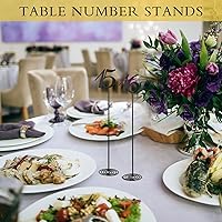 Vista 4 de Therwen 20 piezas Números de mesa de metal 1-20 Números de mesa para recepción de boda Figura de escritorio de acero inoxidable de 30 cm con base