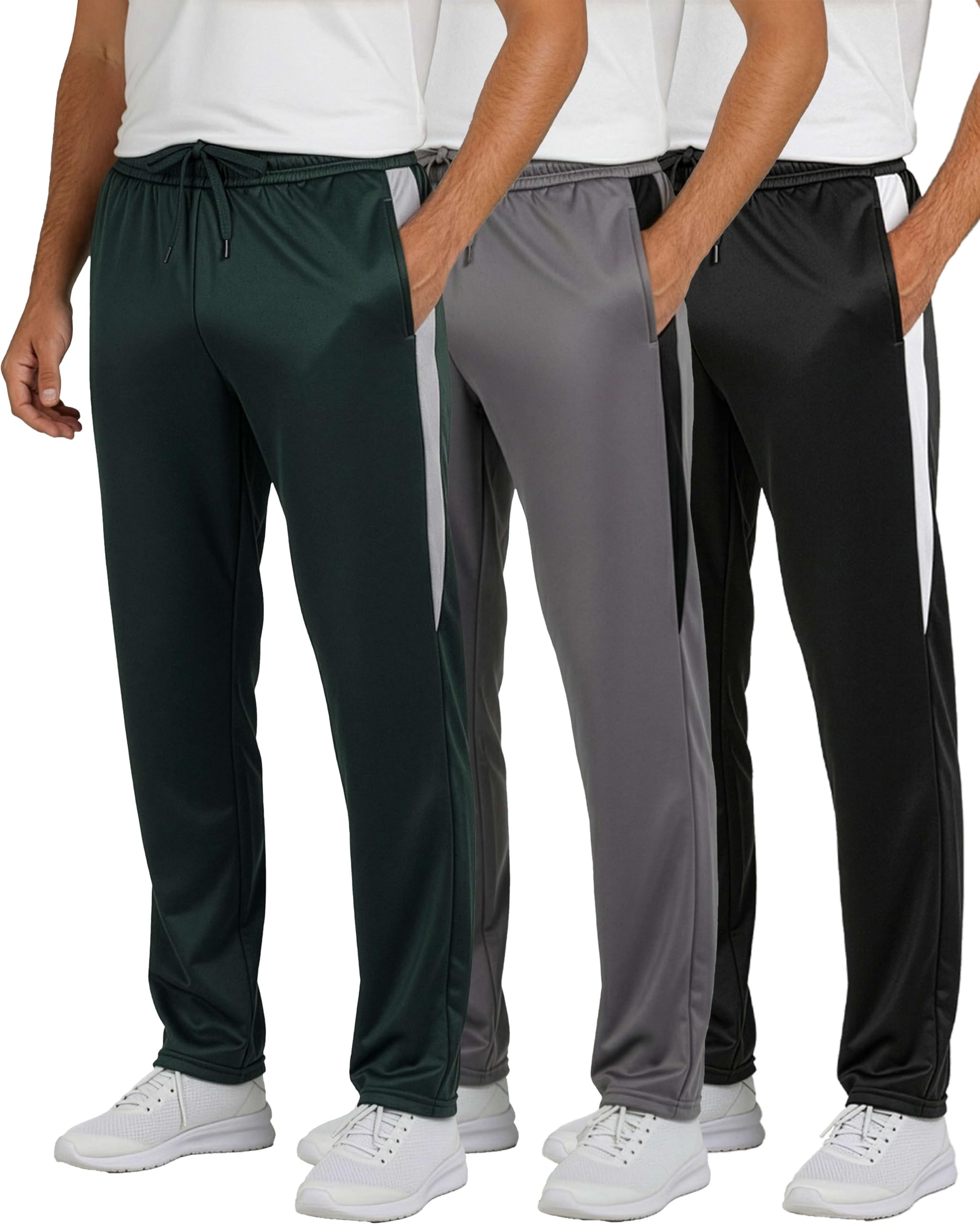 Real Essentials 3 Pack Mens Sweatpants Athletic Track Pants with Pockets Workout Running Lounge Big and Tall