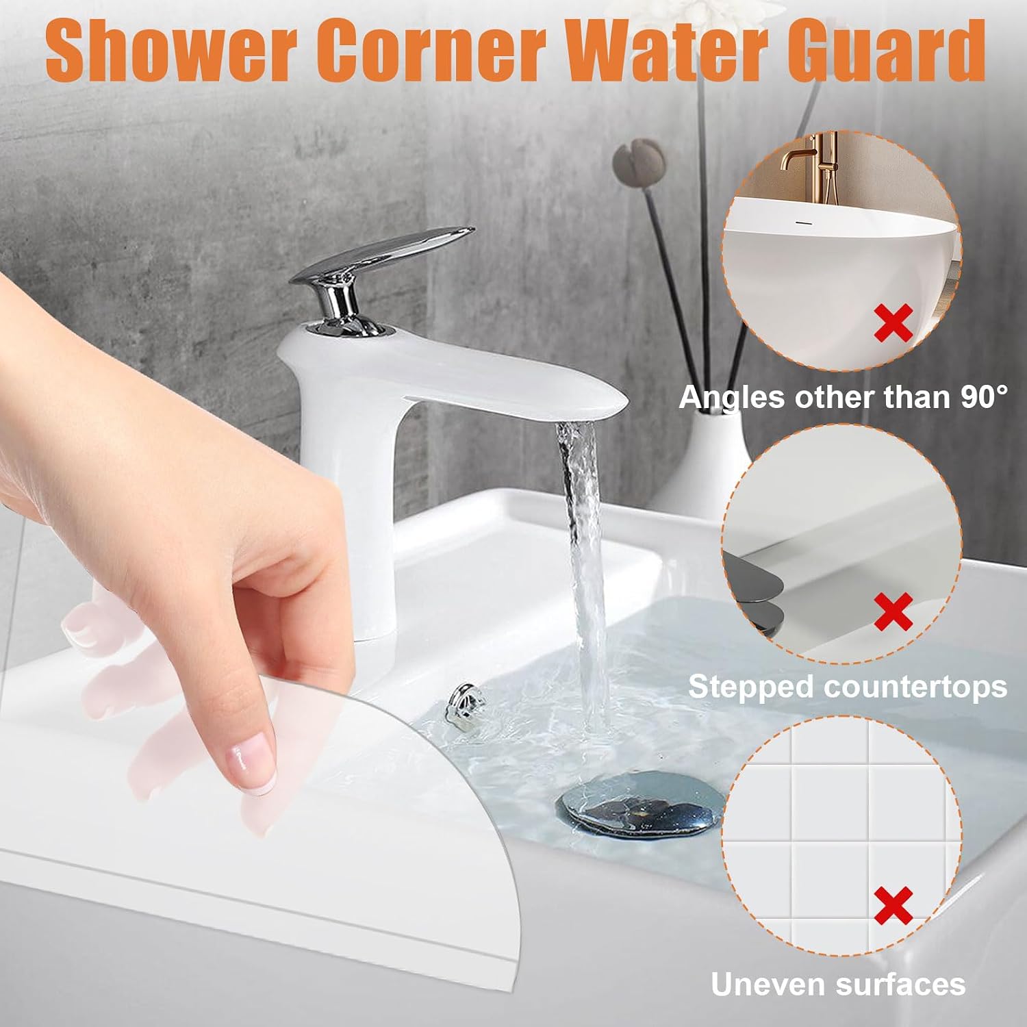 2 Pack Bathtub Shower Corner Water Splash Guard for Bathroom Tub