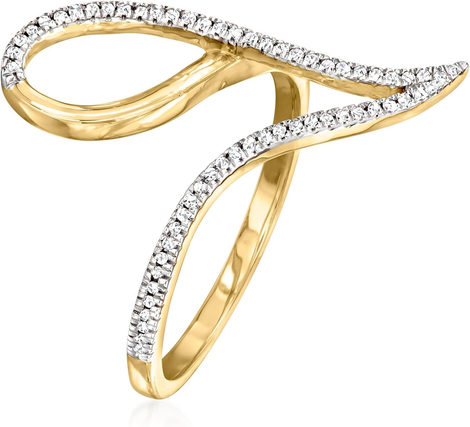 Ross-Simons Geometric Loop Ring With Diamonds in 10kt Yellow Gold - Image 2