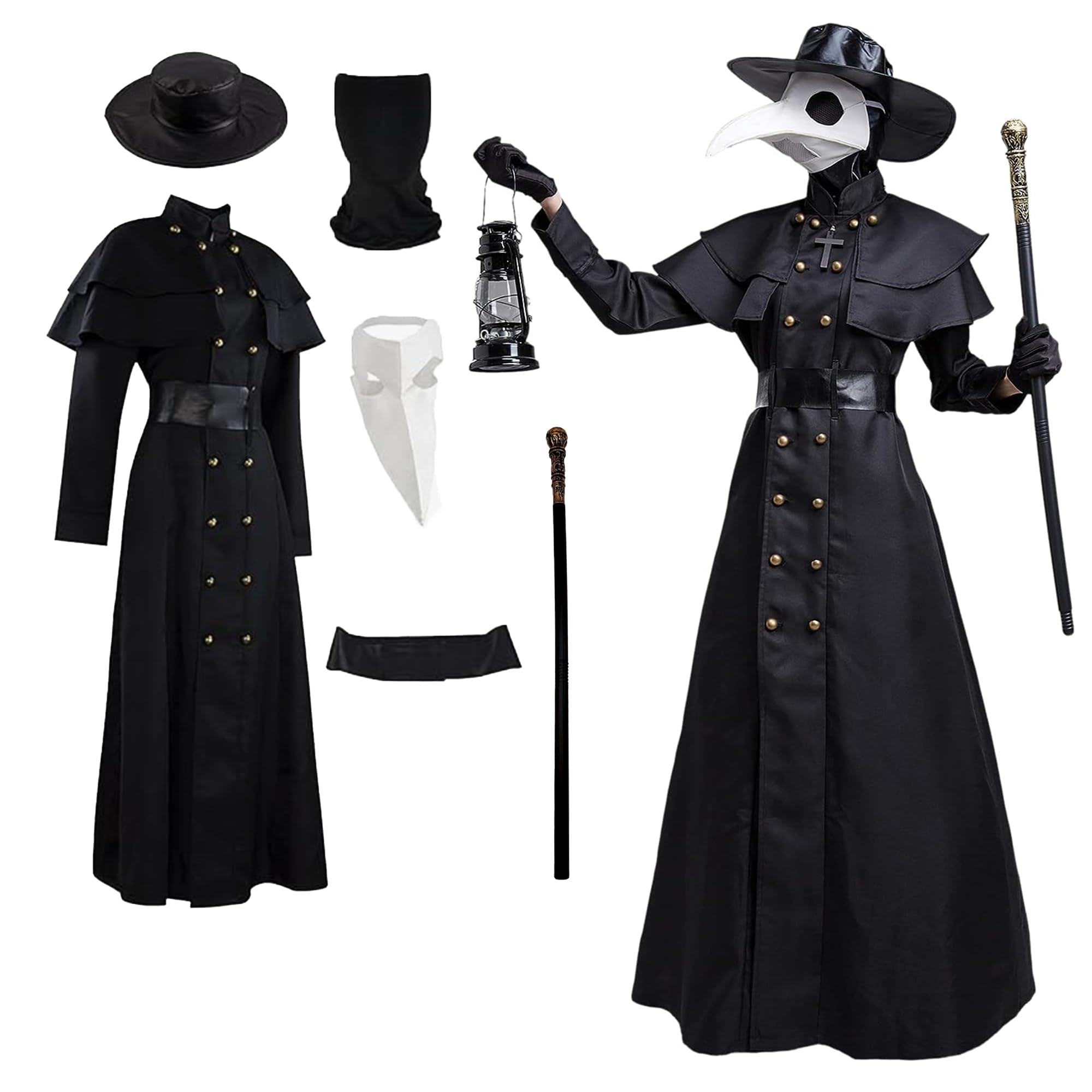 Carnavalife Disfraz Peste Negra Mujer Adulta Hombre Aolescente, Disfraz Steampunk, Disfraz Medico Peste Adulto Halloween