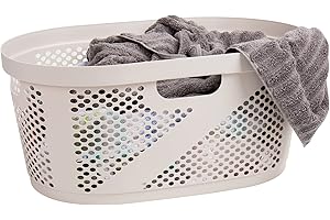 Mind Reader Extra Large Plastic Laundry Basket - 40L Plastic Wicker Laundry Hamper