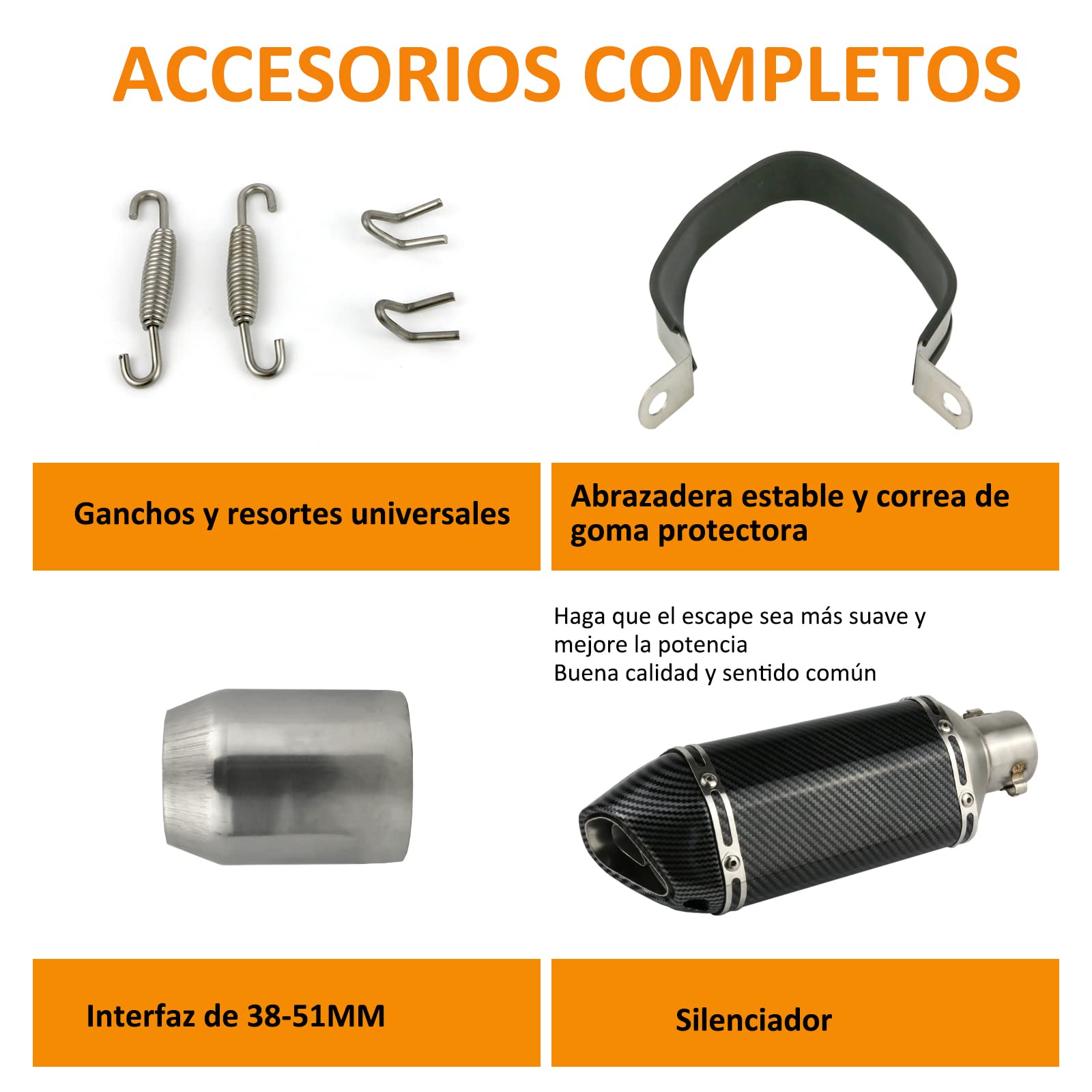 Escape de Motocicleta,38-51mm Silenciador de Tubo Universal, de aluminio con extraíble DB Killer para Yamaha Suzuki Moto ATV Universal