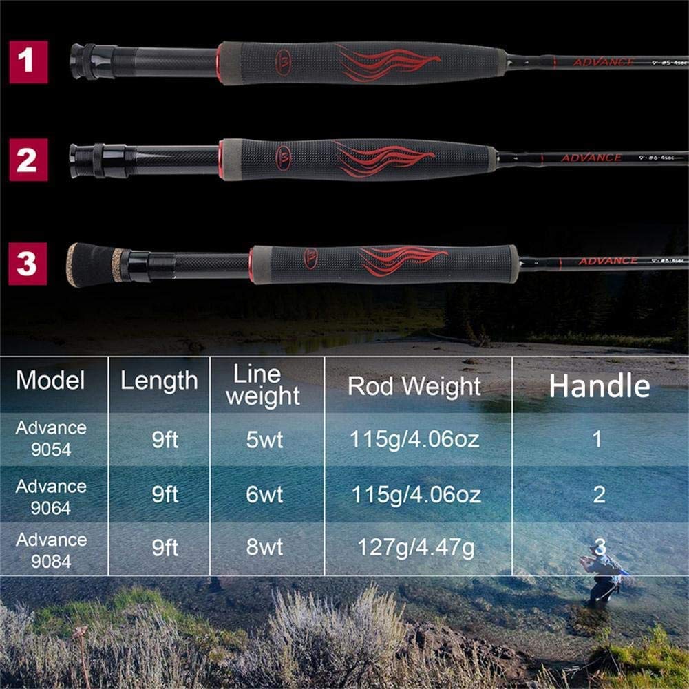 Advance Fliegenrute, Superleicht, Spitzenaktion, IM12 30T+40T Kohefaser Rutenblank, 9FT 5/6/8WT