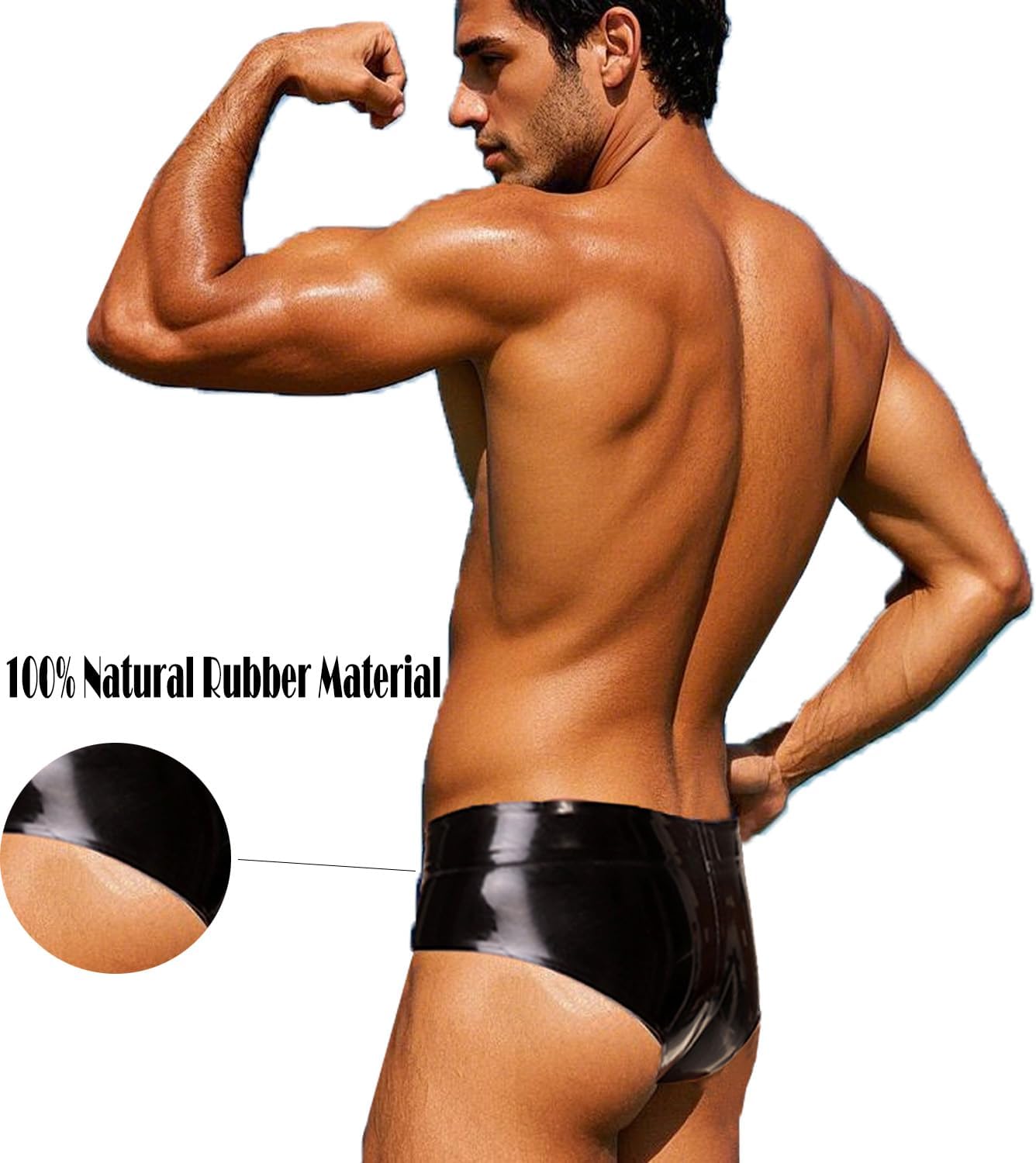 ABWL Black Latex Briefs for Men,Natural Rubber underwear for Novelty Latex Club Cosplay Party Costumes