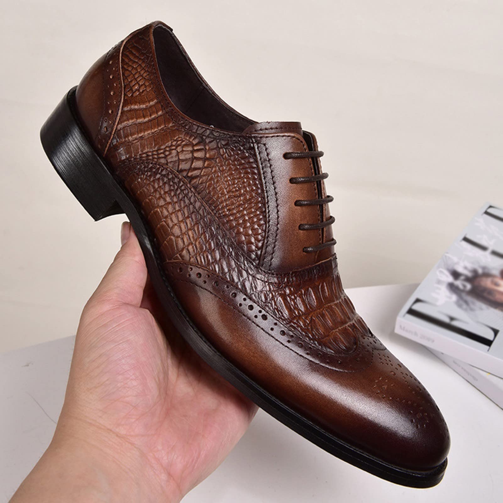Chaussures de costume pour homme avec talon - Chaussures en cuir - Chaussures d'affaires - Protection contre les coups de pied - Chaussures de mariage avec lacets - Chaussures de loisirs - Couleur