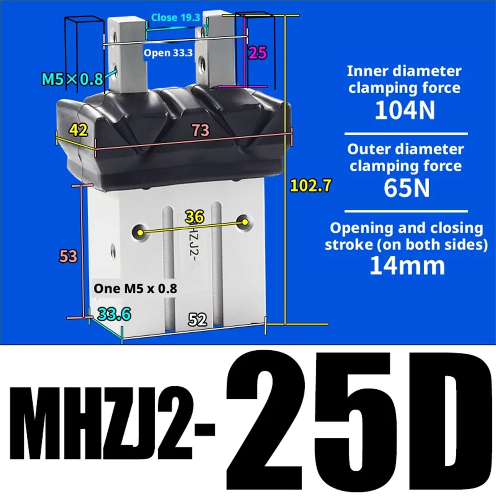 Podwójne pneumatyczne szczypce pneumatyczne, cylinder zaciskowy MHK2 MHZJ2 MHZJ2-10D MHZJ2-16D MHK2-16D MHKL2-16D MHZJ2-20D(MHKL2-10D)