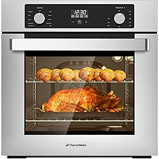 24 Inch Single Wall Oven, ETL Certified,ThermoMate 2.3Cu. Ft. Electric Built-in Oven with 9 Cooking Functions, 360° ROTATING ROTISSERIE, Sensor Touch Control, Stainless Steel