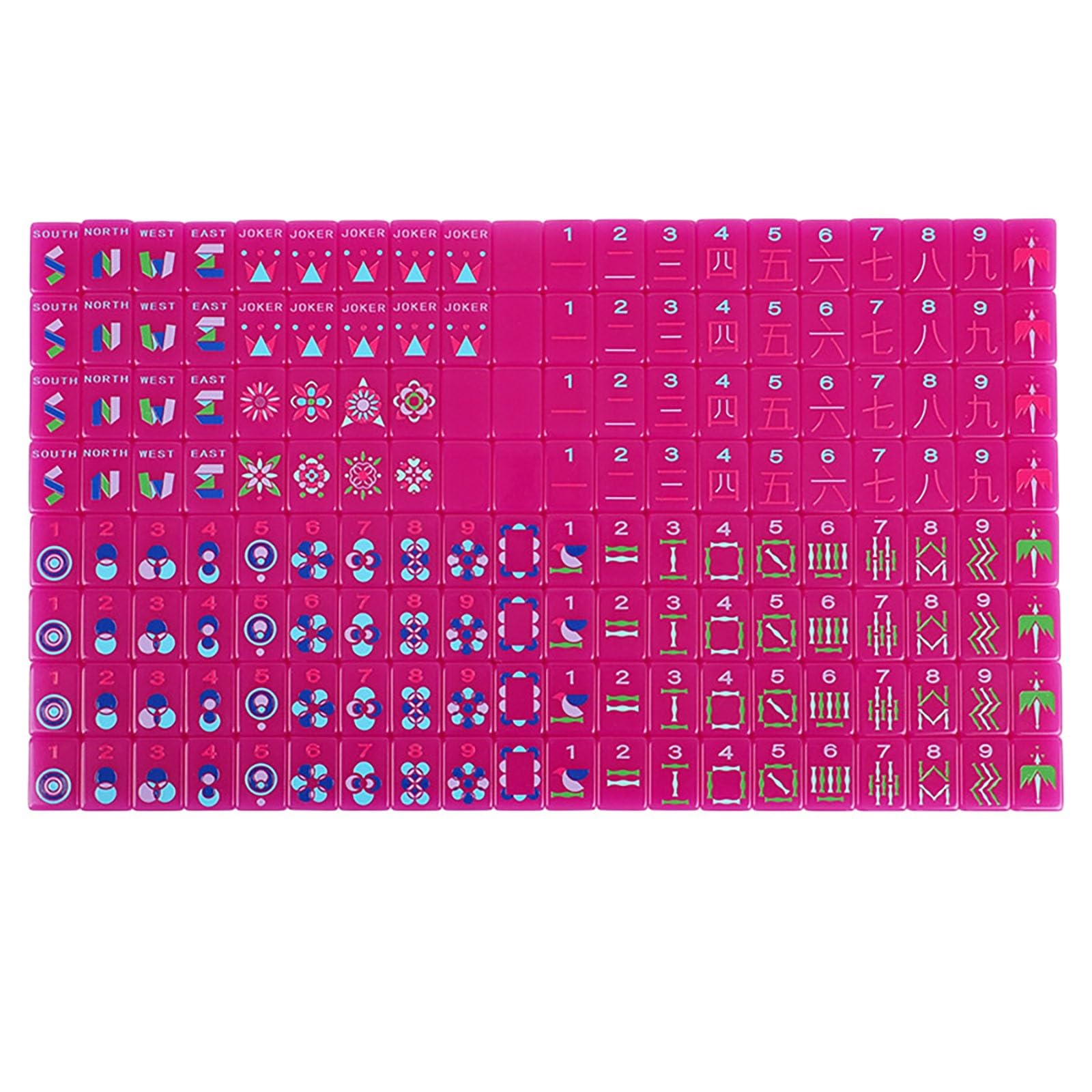 Set Mahjong americano in acrilico rosa gelatina, 160 tessere incise