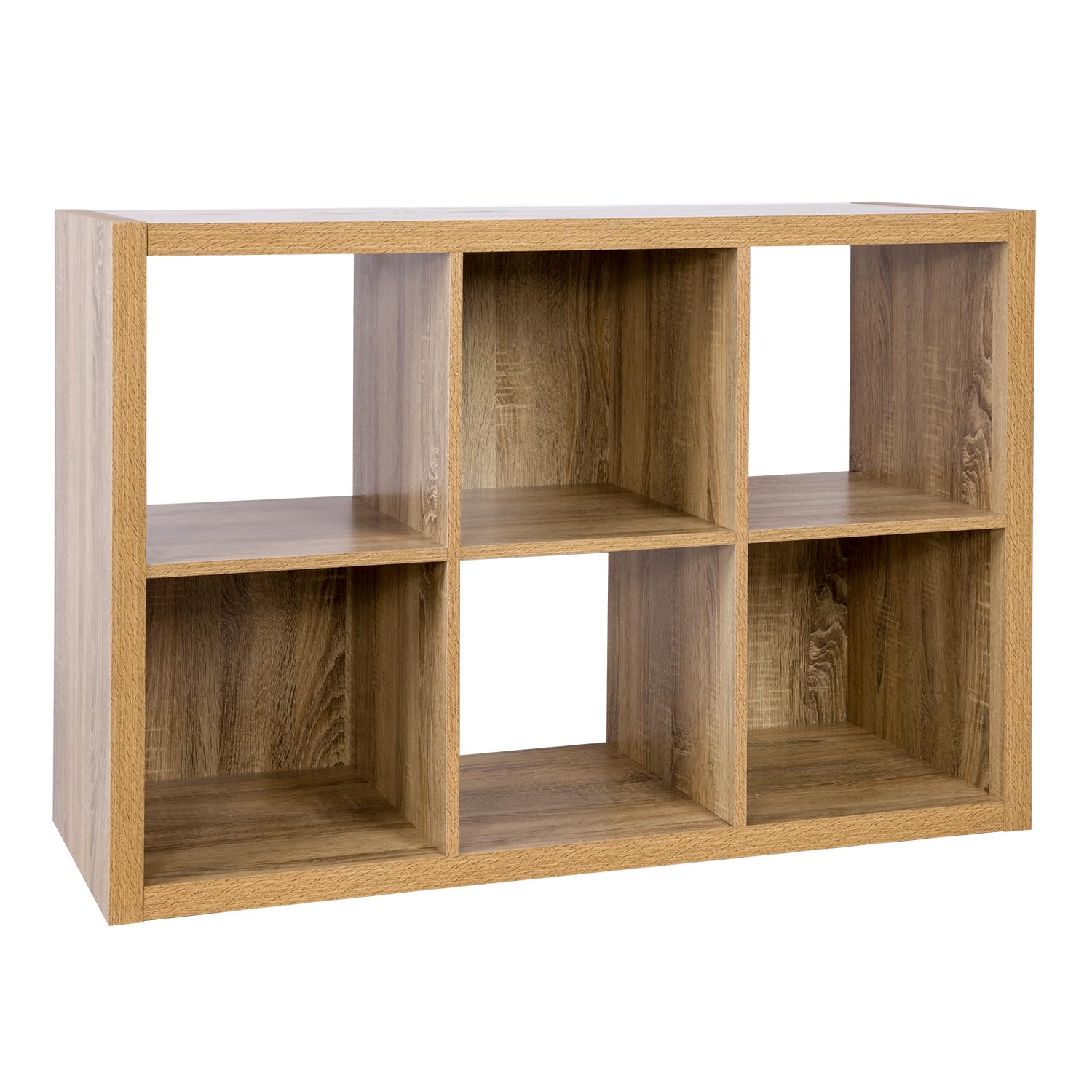PACHIRA US 6 Cube Storage Shelf with Extra Thick Exterior Edge Organizer Bookshelf with Backplane, Horizontal Avaiable, Easy Assembly, Oak