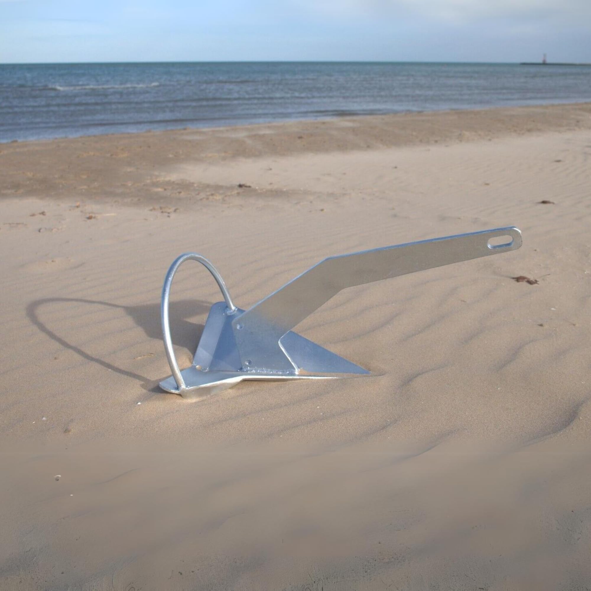 MarineNow Galvanized Shovel Scoop Style Anchor with Roll Bar (55 kg 121 lb)