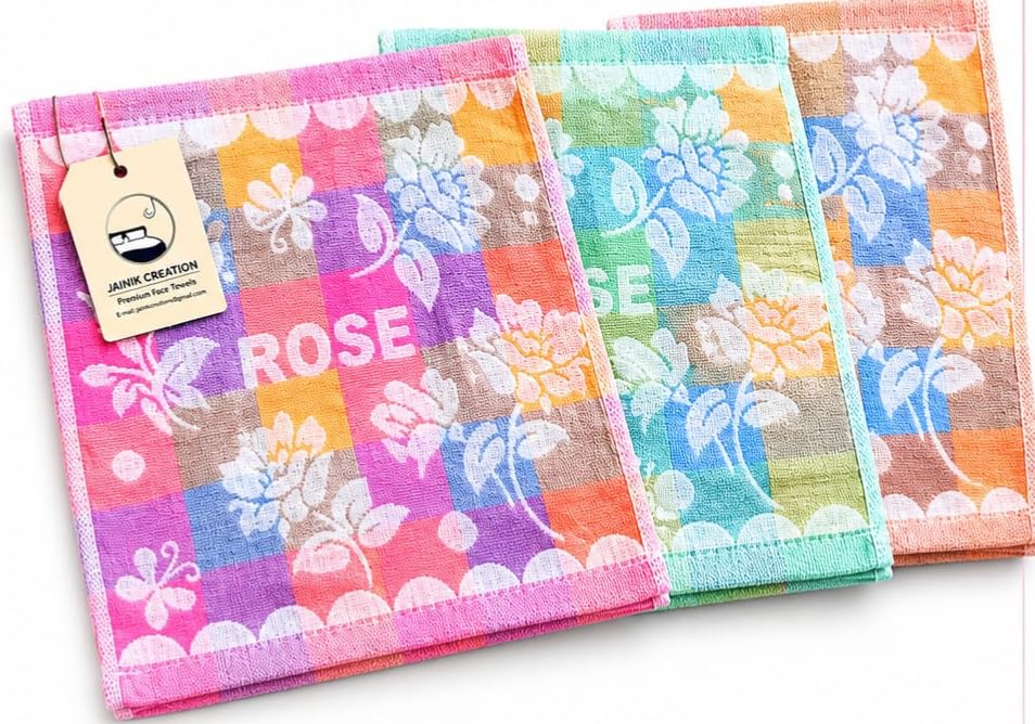 Premium Bath Towel, 100% Cotton, 11 x 11 Inch, Rectangular, Soft Cover, Set of 3-picture-40