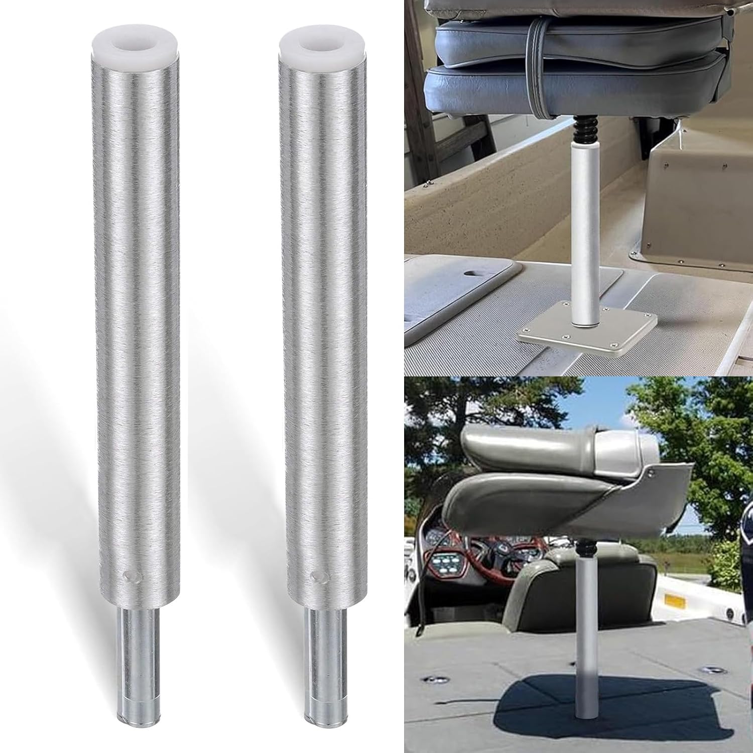 Bolaxin 3/4" Aluminum Marine Boat Seat Pedestal Post – 11" Lock-in Swivel Base Pole for Pontoon, Bass & Fishing Boats, Durable Corrosion-Resistant Seat Extension Post with Non-Threaded Steel Pin