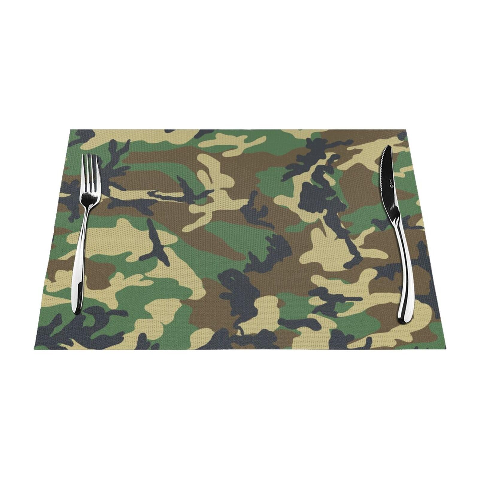 Sets de table lavables camouflage vert lot de 6 protège table intérieur