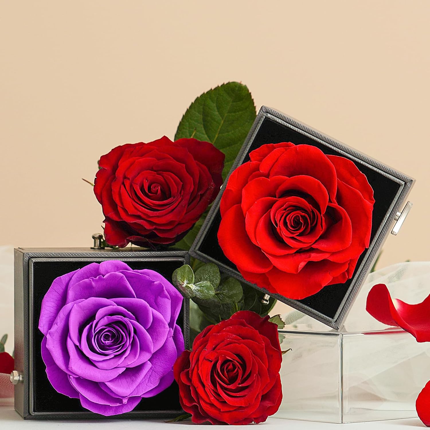 ADDWel Preserved Rose Gifts for Her Valentines Day – Romantic Eternal Rose with I Love You Necklace and You are My Sunshine Music Box for Women Perfect for Girlfriend Wife on Birthday Anniversary - Image 2